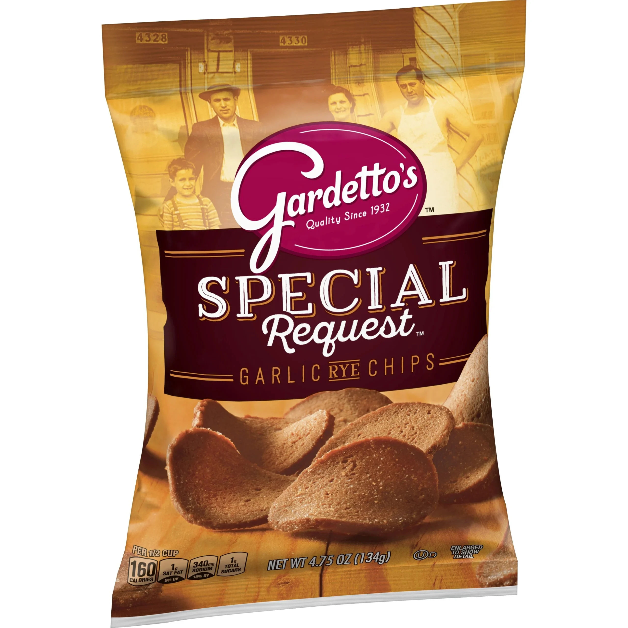 Gardetto's Snack Mix Garlic Rye Chips 4.75 Ounce Size - 7 Per Case.