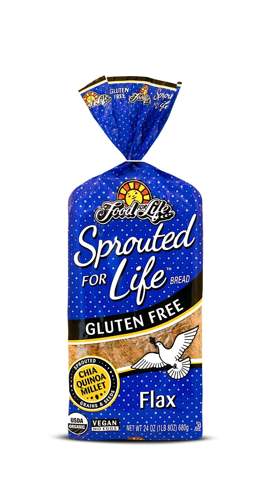 Food For Life Gluten Free Sprouted Flax Bread 24 Ounce Size - 6 Per Case.