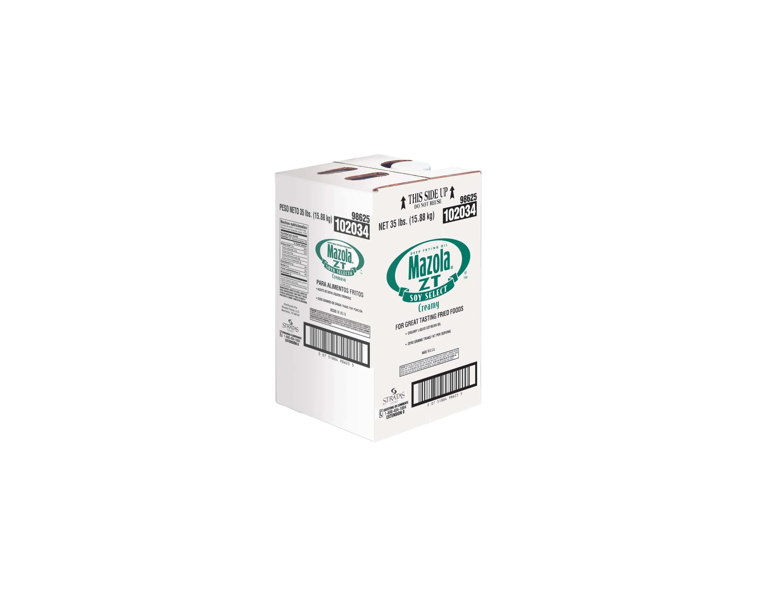 Mazola ZT Soy Select Creamy Fry Oil 35 Pound Each - 1 Per Case.