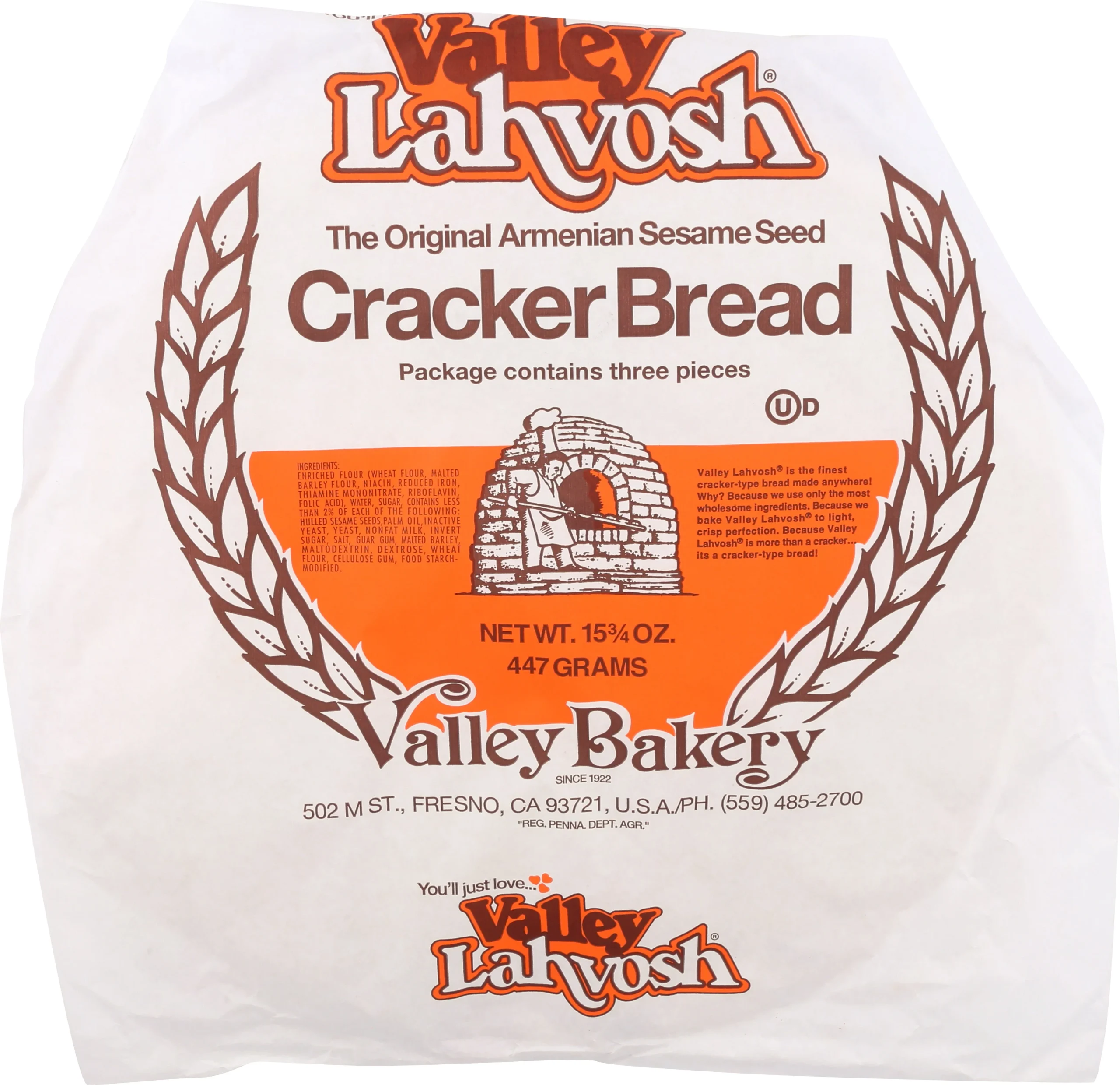 Lahvosh Crackerbread 5 Inch  Round Original 15.75 Ounce Size - 7 Per Case.