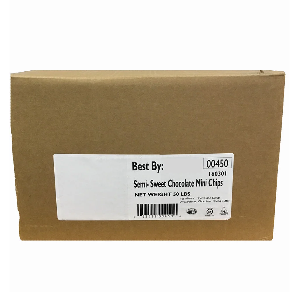 Mini Chips Semi Sweet Bulk Baker's Select 50 Pound Each - 1 Per Case.
