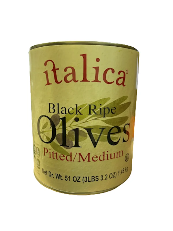 Italica Olives Black, Pitted/Medium In Brine 3lb/6pack