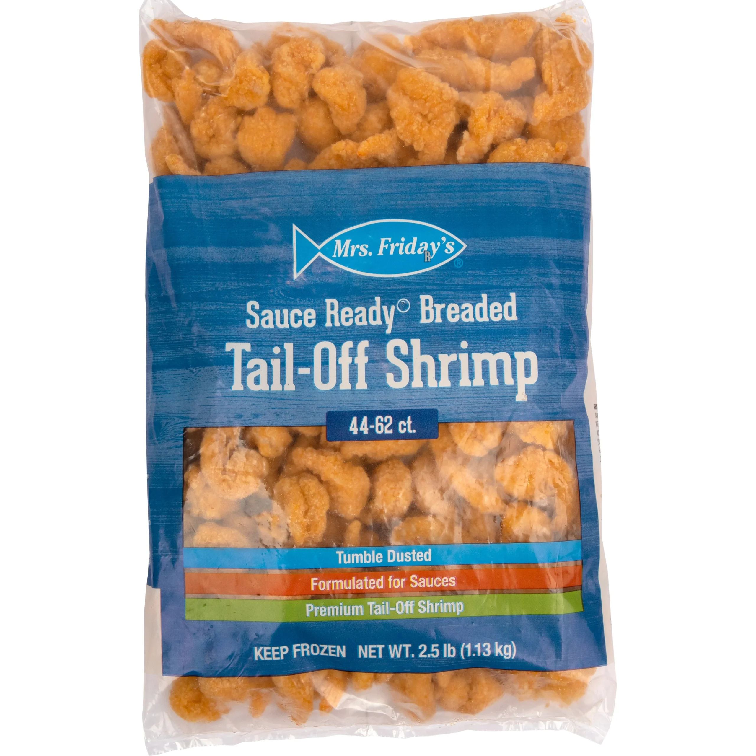 Mrs. Friday's Sauce Read Breaded Off Shrimp 2.5 Pound Each - 4 Per Case.