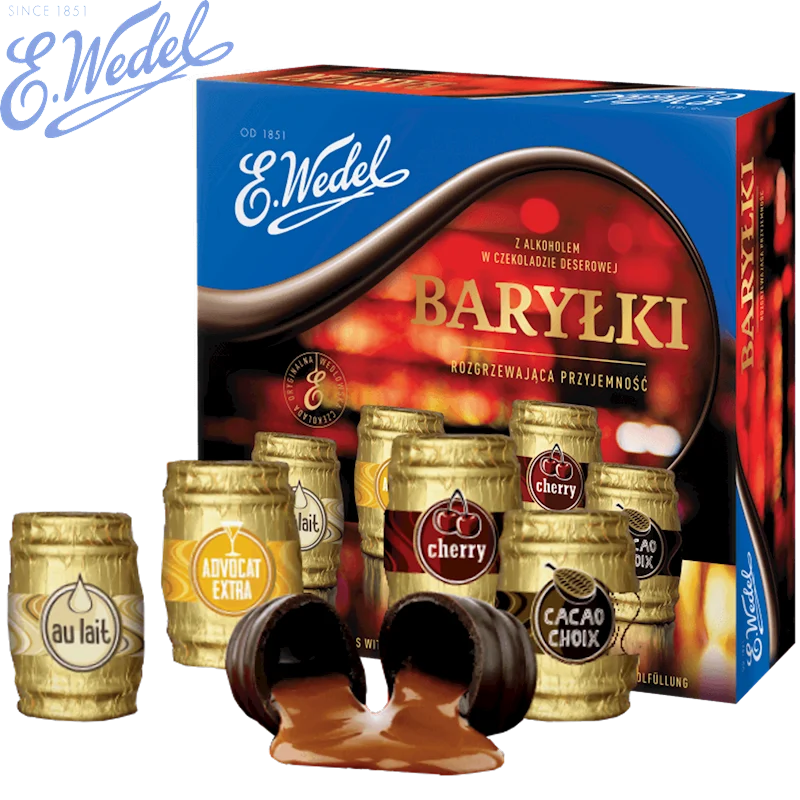 E.WEDEL Barylki - Chocolate Barrels with Liqueur 200g/10pack