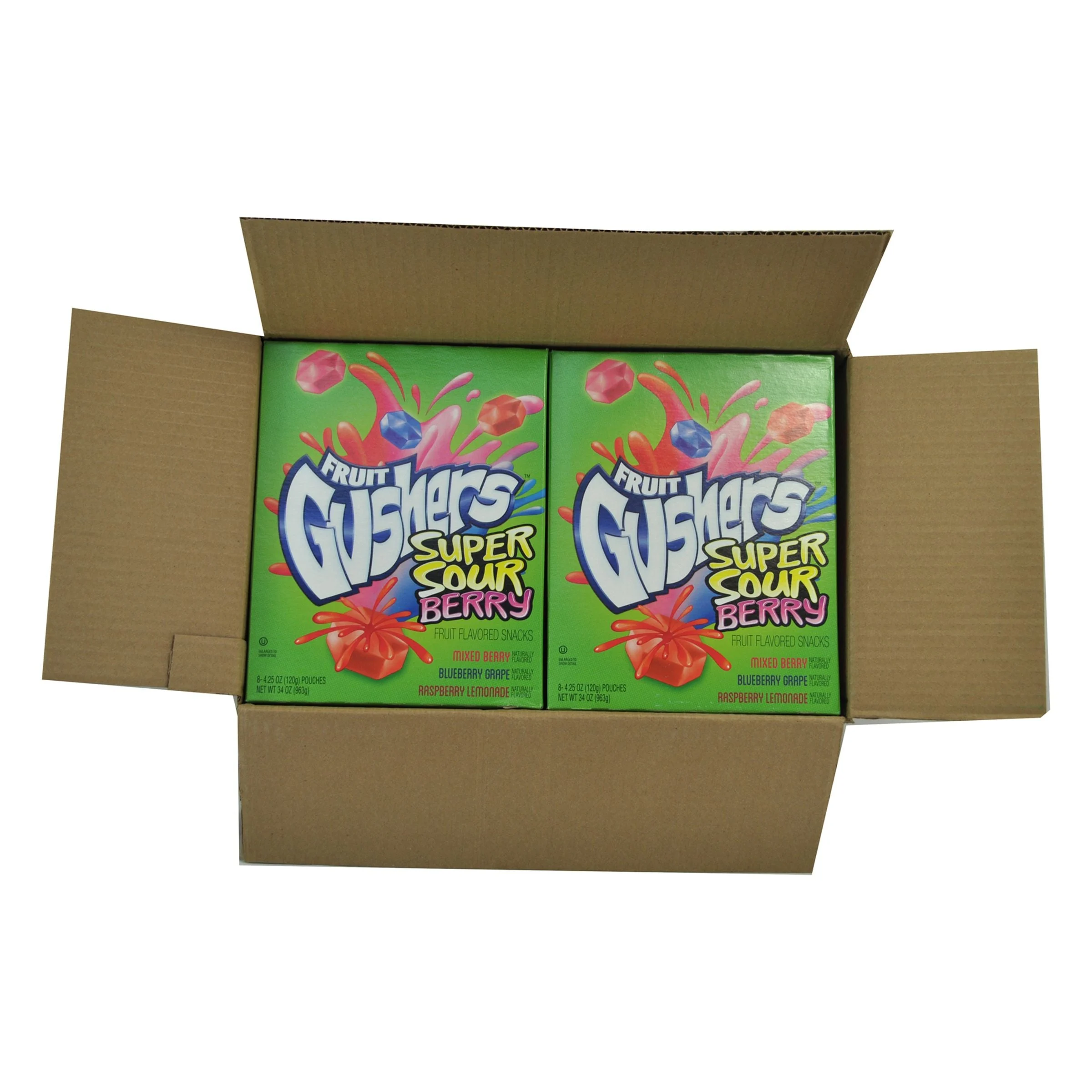 Fruit Gushers Gluten Free Fruit Snacks Super Sour Berry 34 Ounce Size - 6 Per Case.