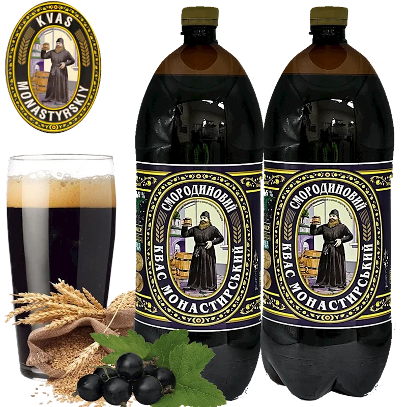 MONASTIRSKIY Black Currant Kvas 2L/6pack