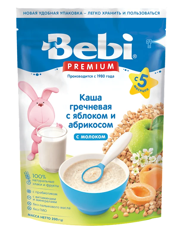 BEBI 65 Buckwheat Flakes with Milk, Apple & Apricot 200g/9pack