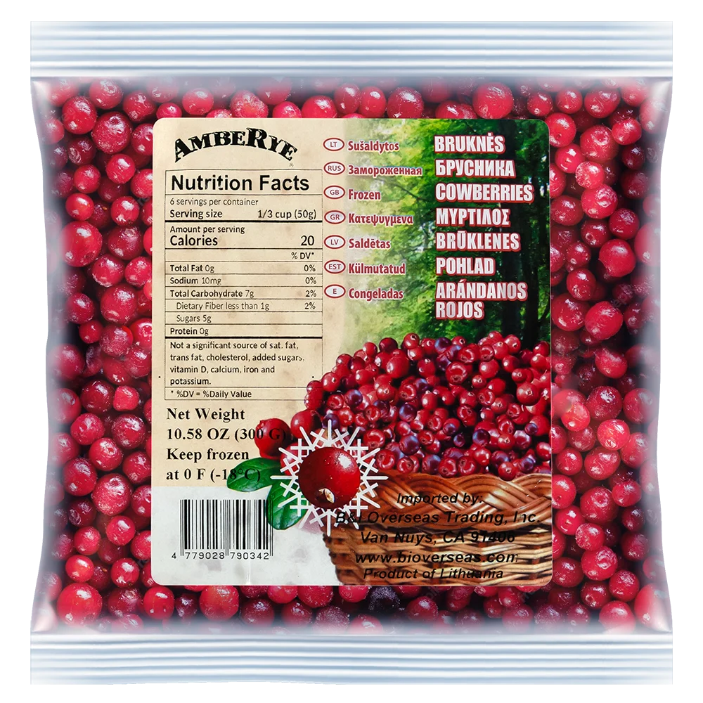 AMBERYE Frozen Cowberries (Brusnika) 300g/15pack