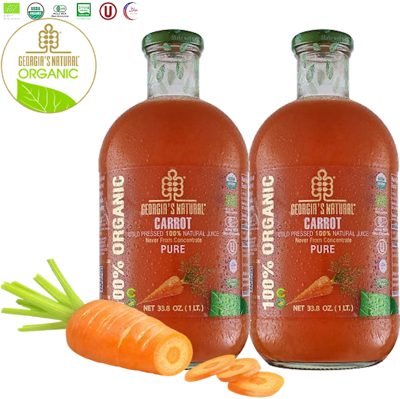 GEORGIA'S NATURAL Organic Cold Pressed Pure Carrot Juice 750ml/8pack