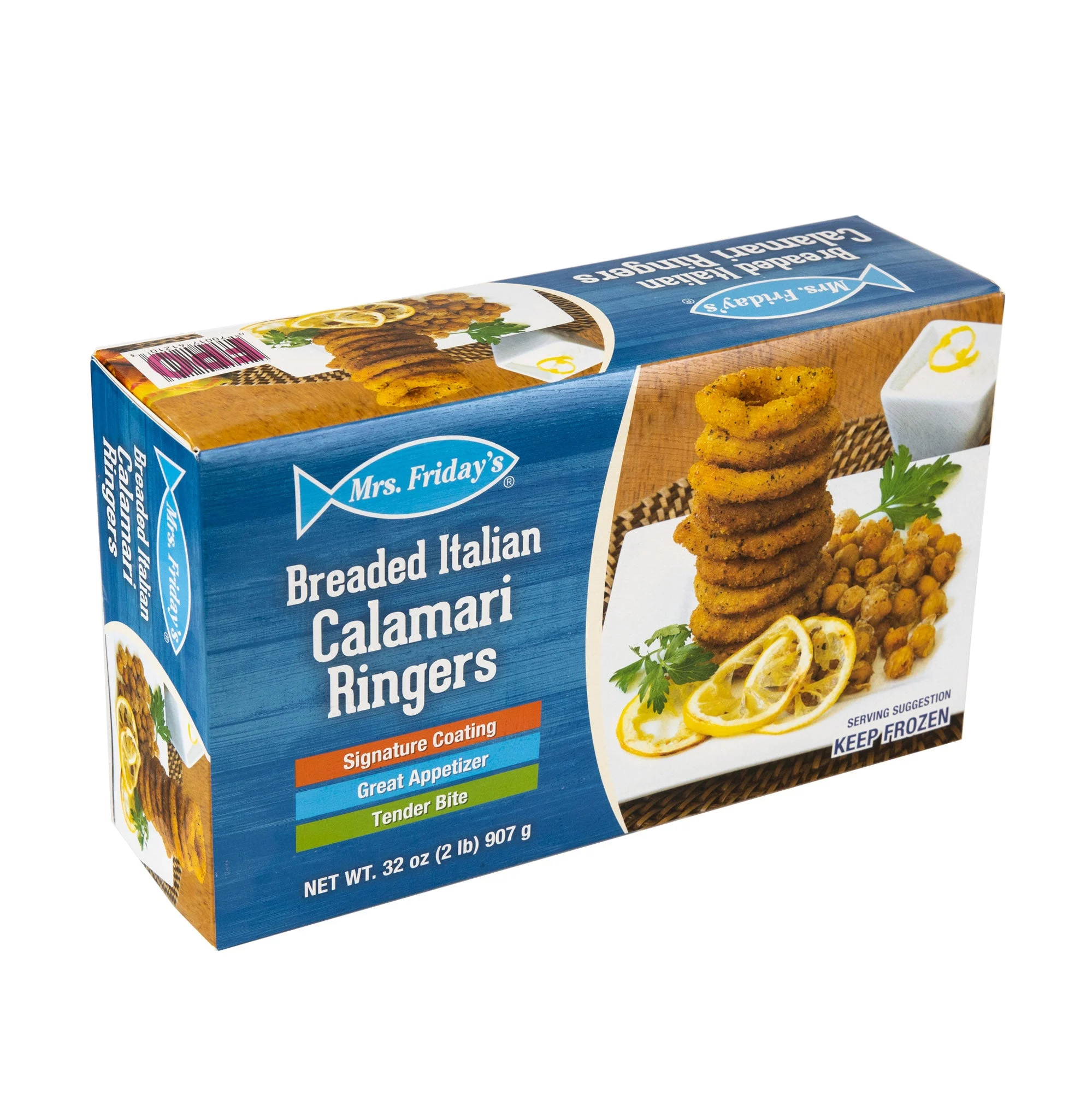 Mrs. Friday's Breaded Italian Calamari Ringers 2 Pound Each - 6 Per Case.