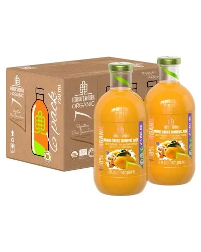 GEORGIA'S NATURAL Organic Cold Pressed Mango Ginger Turmeric Fusion 750ml/8pack