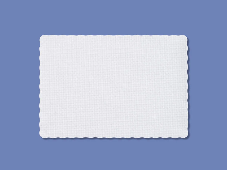 Placemat Paper White 9.50X13.5 Embossed Scalloped Edge