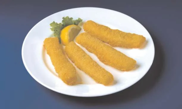 Prefried Cornmeal Breaded Pollock Strips Kosher 5 Pound Each - 2 Per Case.