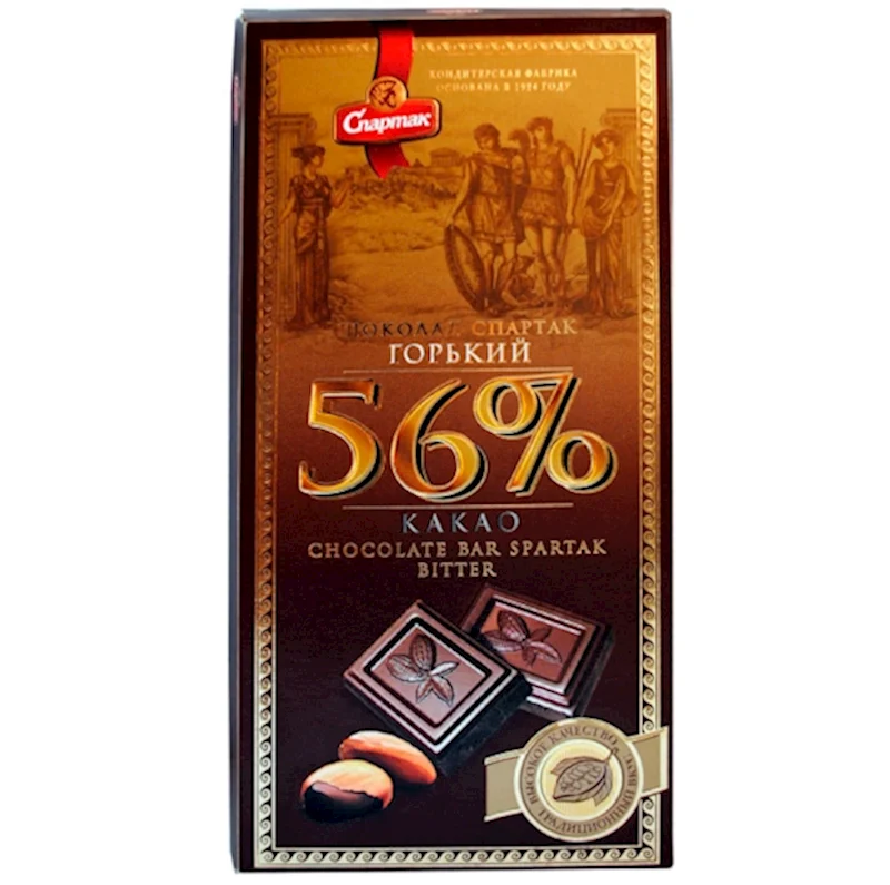 SPARTAK Dark Chocolate Bar 56% Cocoa 85g/22pack