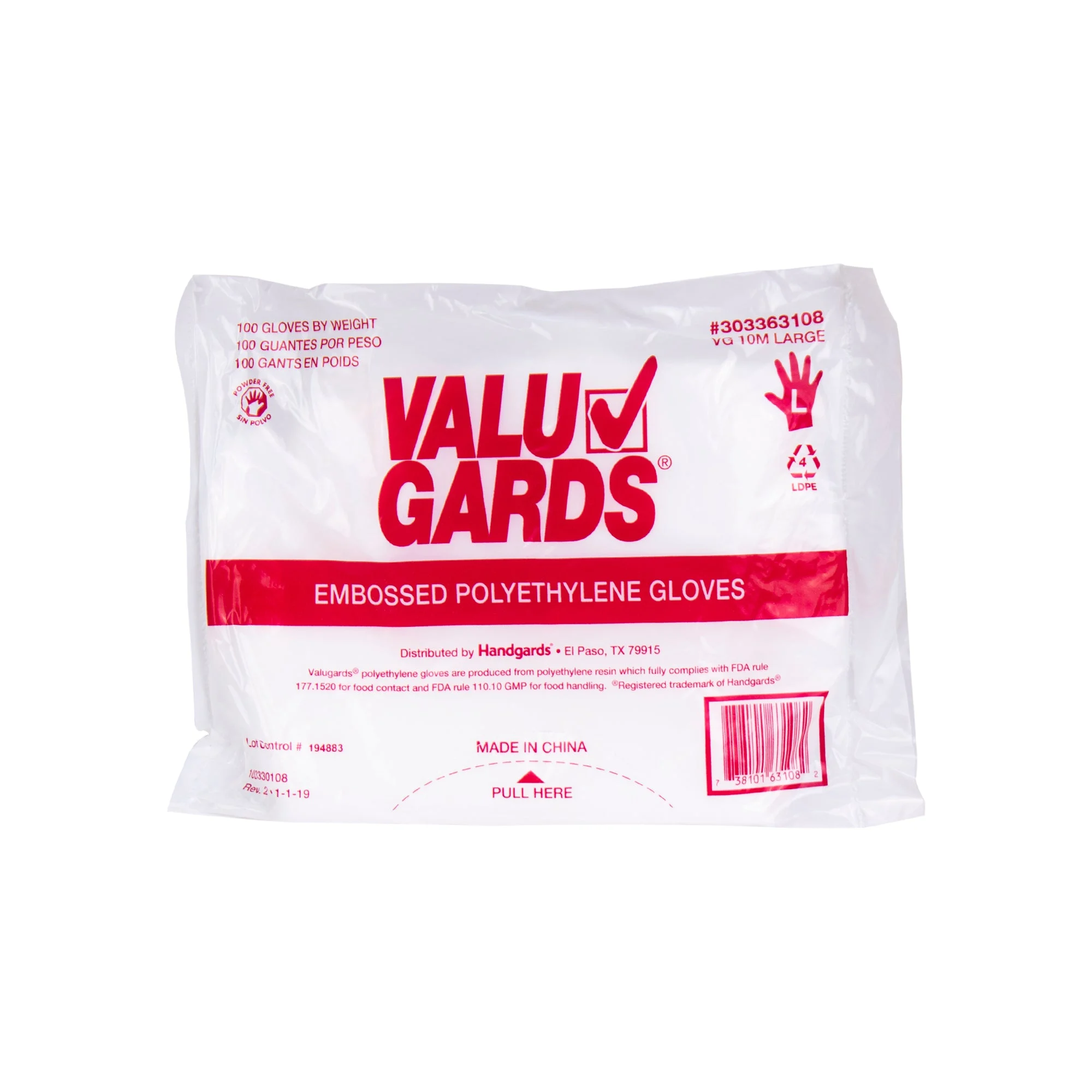 Glove Poly Large 100 Each - 100 Per Case.