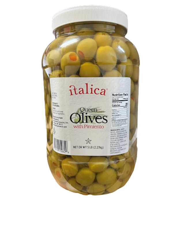 Italica Olives Green, W/Pimiento, In Brine 5lbs/4pack