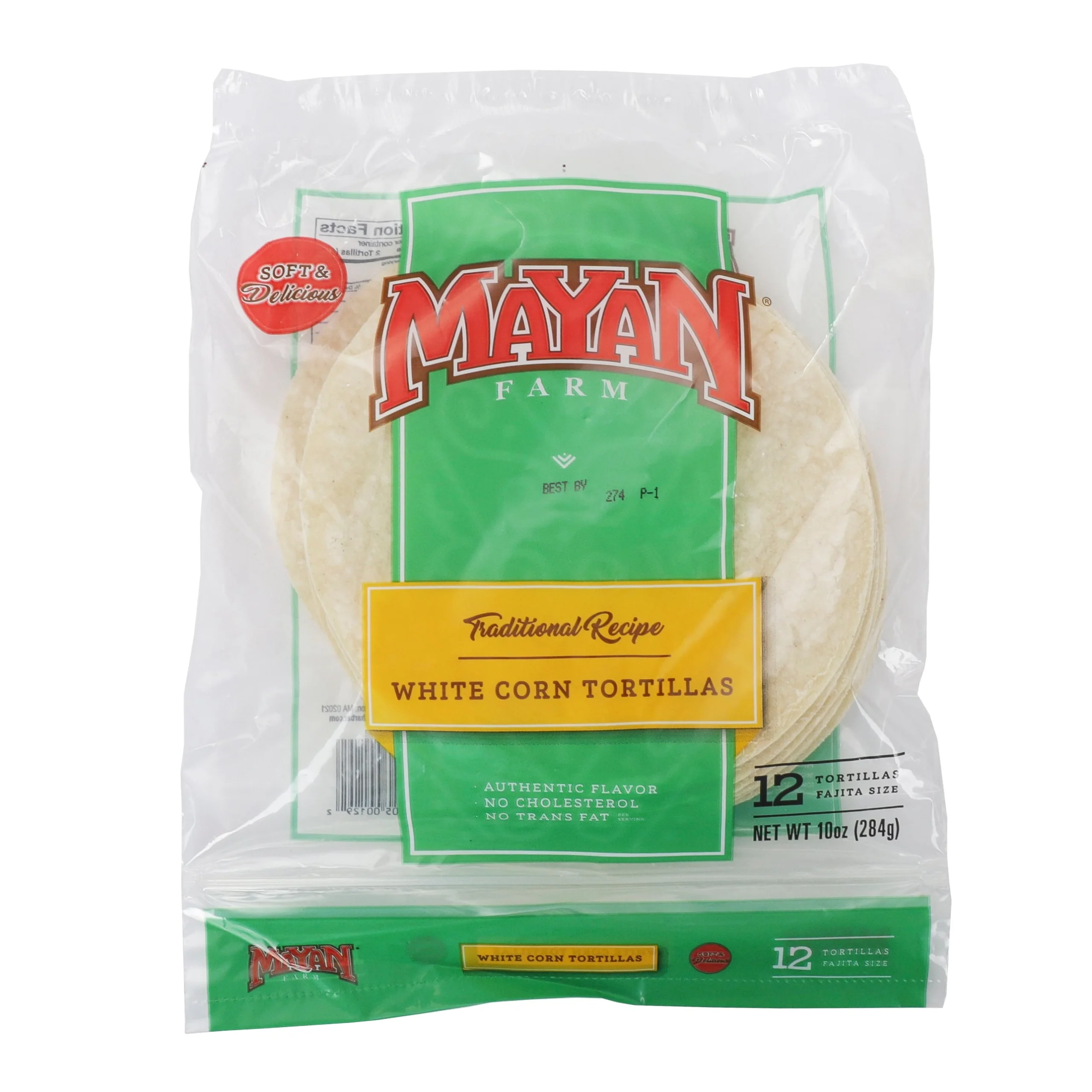 Mayan Farm 6 Inch White Corn Tortilla 0.833 Ounce Size - 12 Per Case.