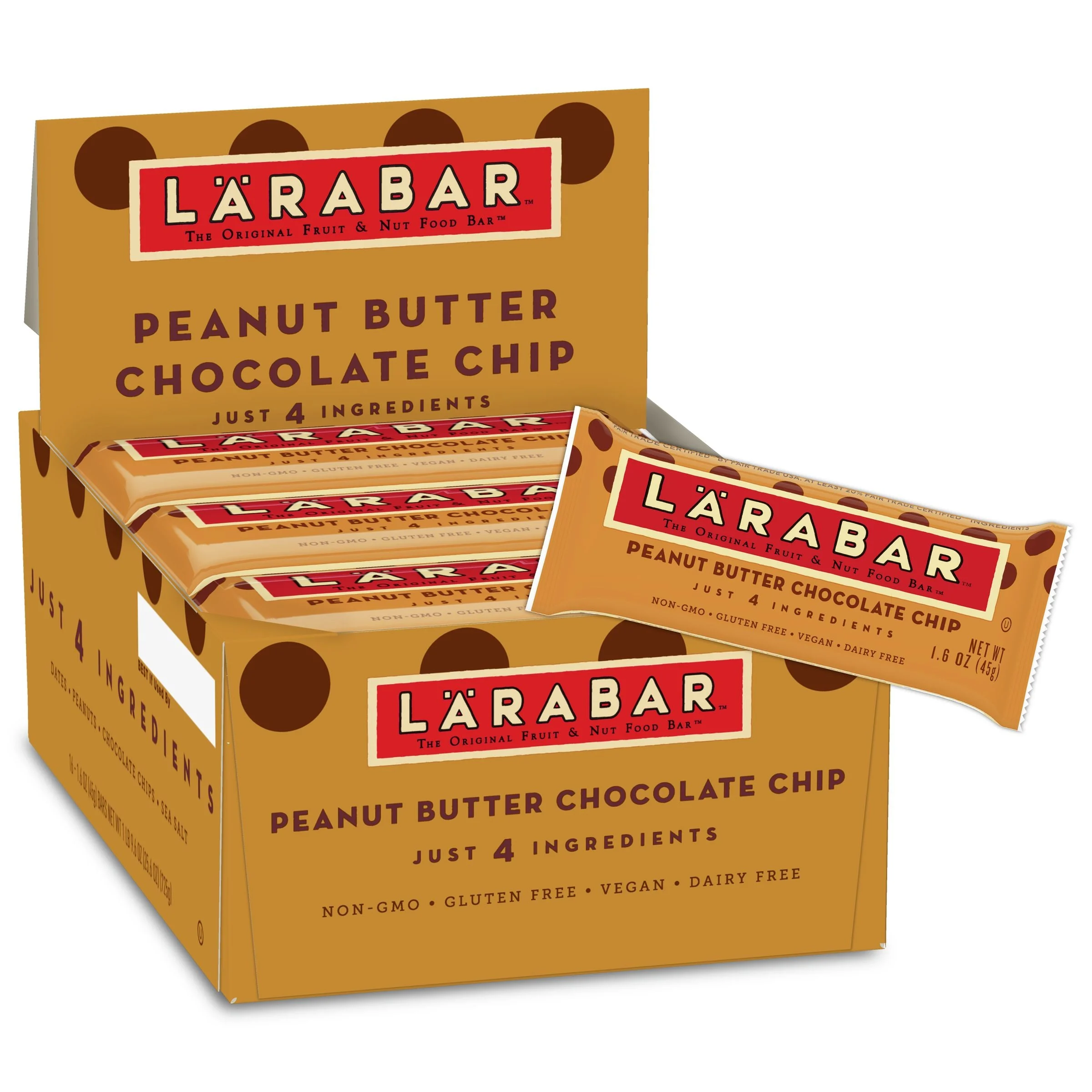 Larabar Wellness Bars Peanut Butter Chocolate Chip 25.6 Ounce Size - 4 Per Case.