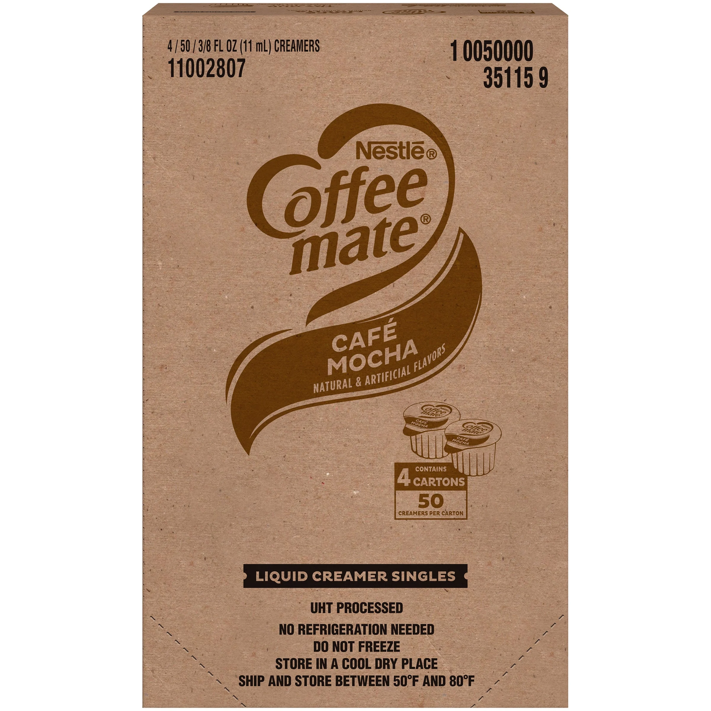 Nestle Coffee Mate Coffee Creamer Cafe Mochaflavor Liquid Creamer Singles 18.7 Fluid Ounce - 4 Per Case.