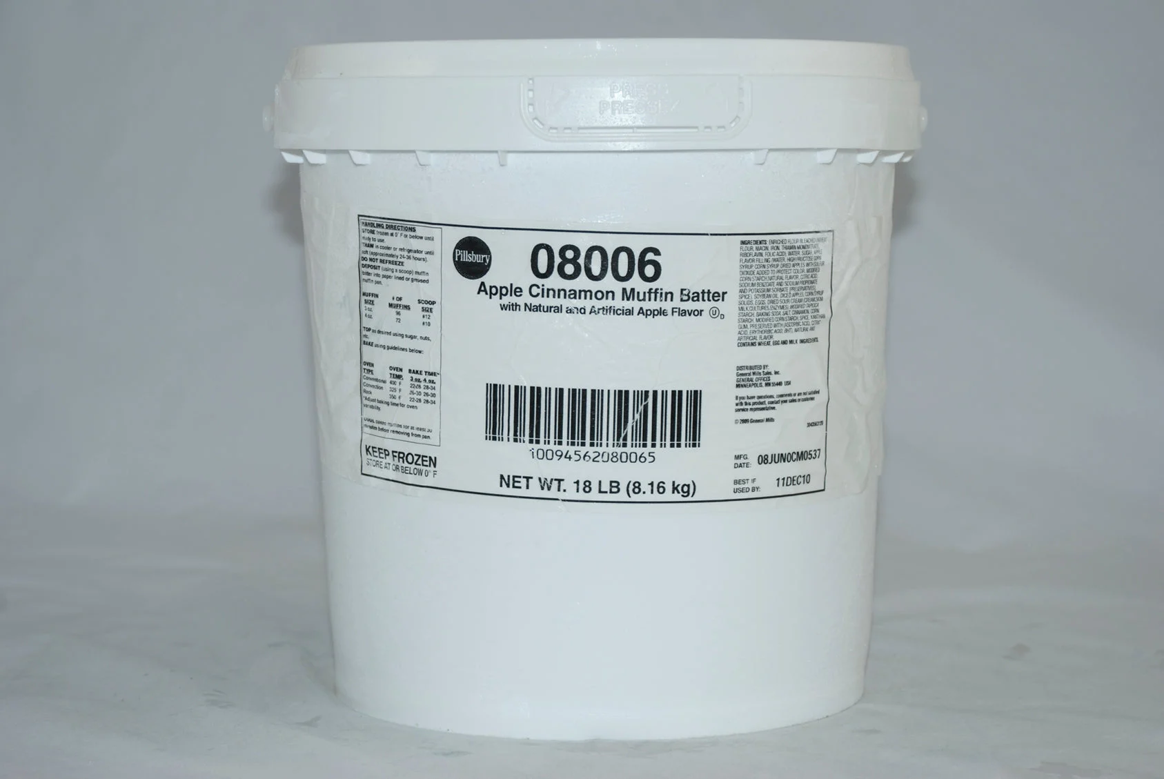 Pillsbury Frozen Muffin Batter Pail Apple Cinnamon 18 Pound Each - 1 Per Case.