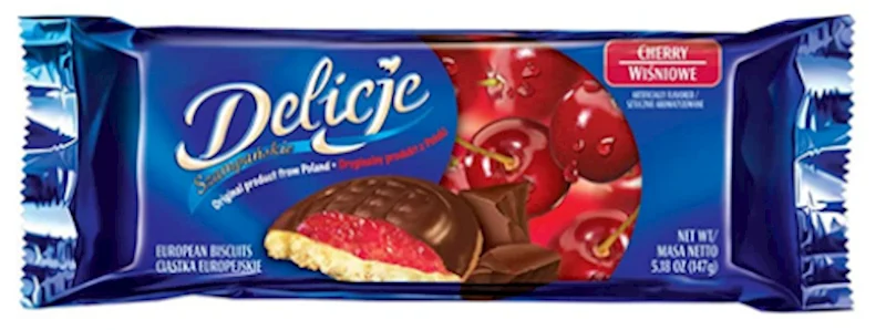 DELICJE Chocolate Glazed Cookies with Jelly 147g/24pack