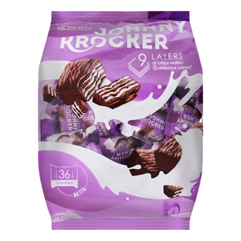 ROSHEN Johnny Knocker Chocolate Glazed Wafers with Milk Filling 350g/12pack