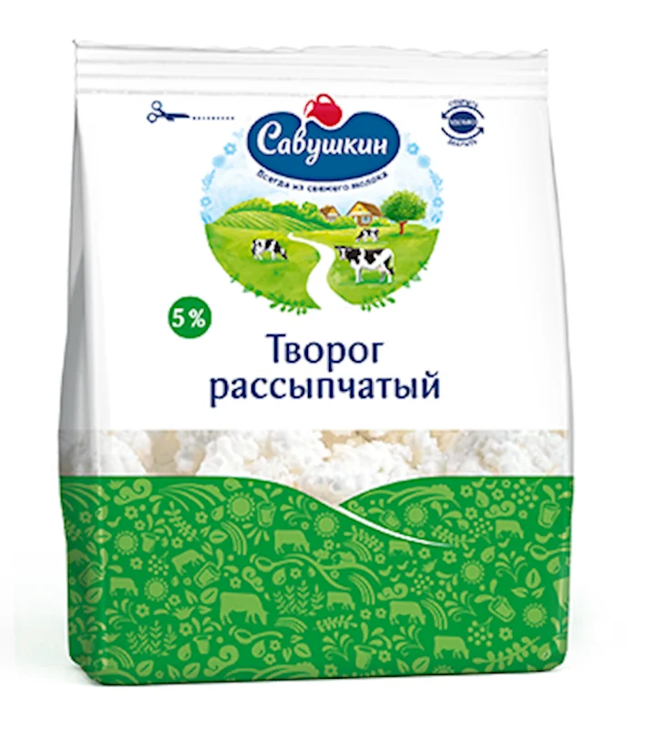 SAVUSHKIN Farmer Cheese, Curd 5% 350g/8pack
