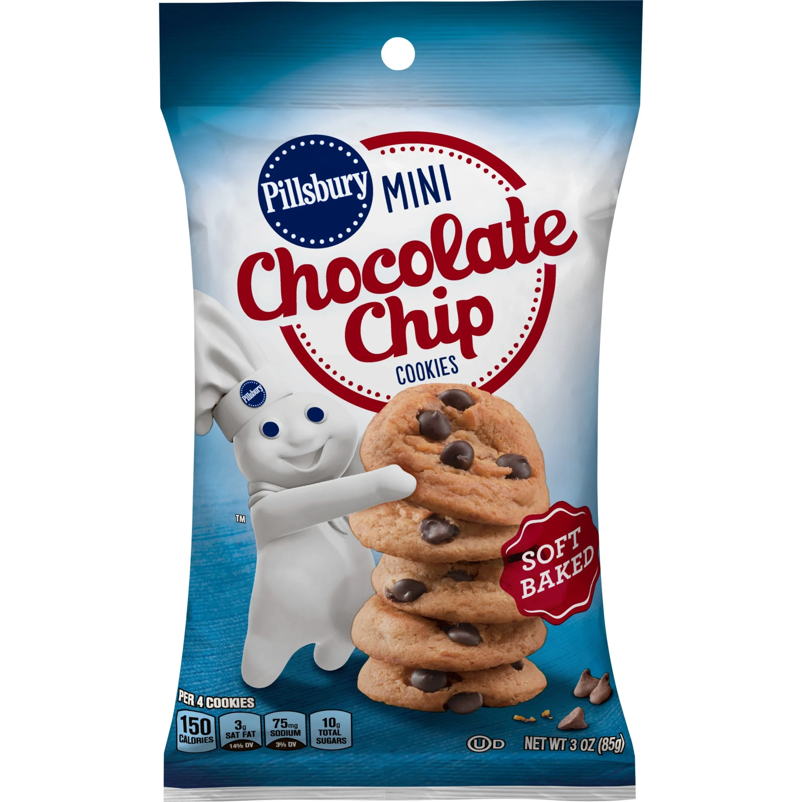 Pillsbury Soft Baked Mini Cookie Snacks Chocolate Chip 18 Ounce Size - 9 Per Case.