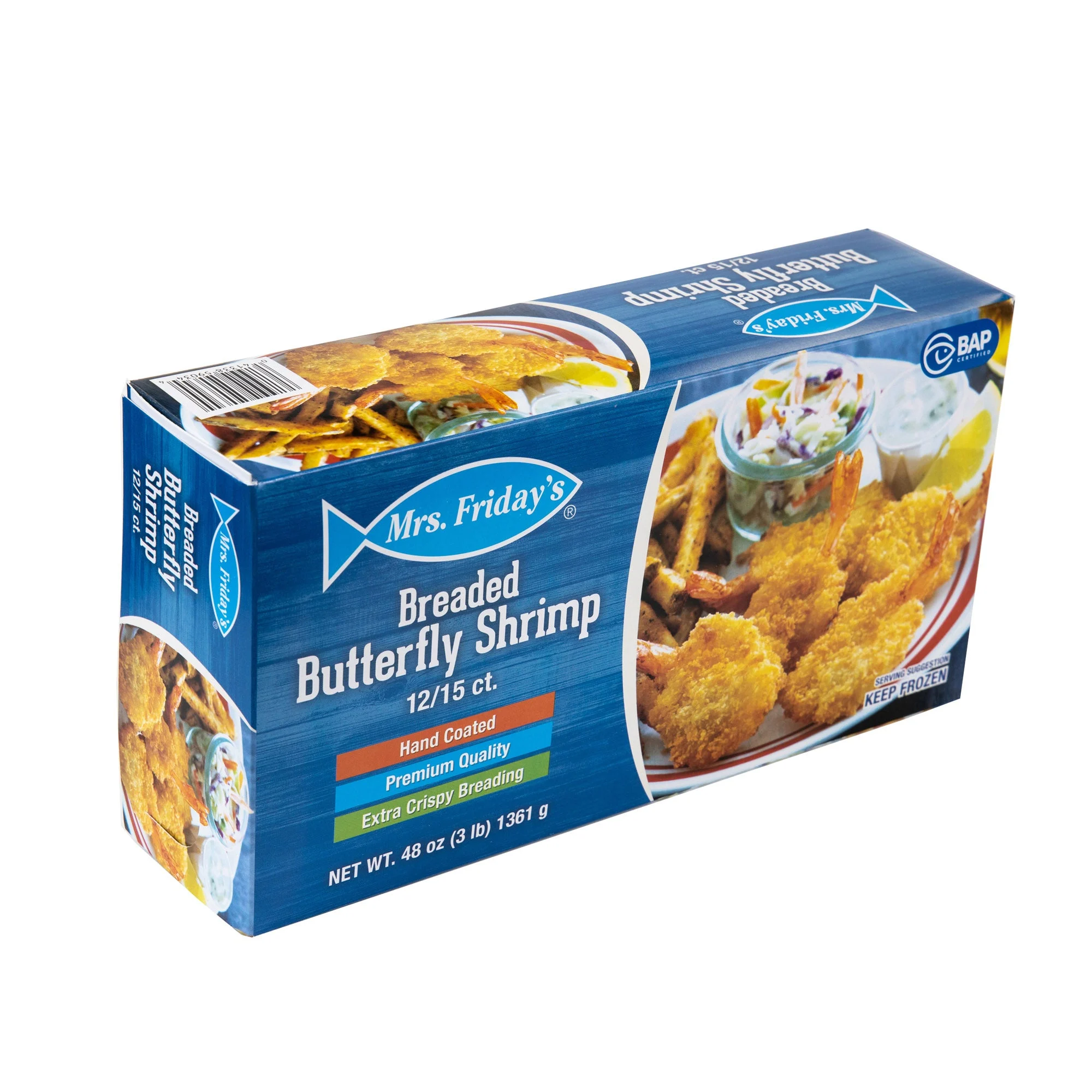 Mrs. Friday's Breaded Bfly Shrimp 3 Pound Each - 4 Per Case.