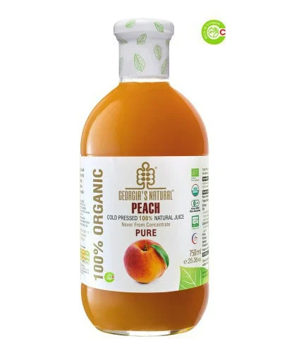 GEORGIA'S NATURAL Organic Cold Pressed Pure Peach Juice 750ml/8pack