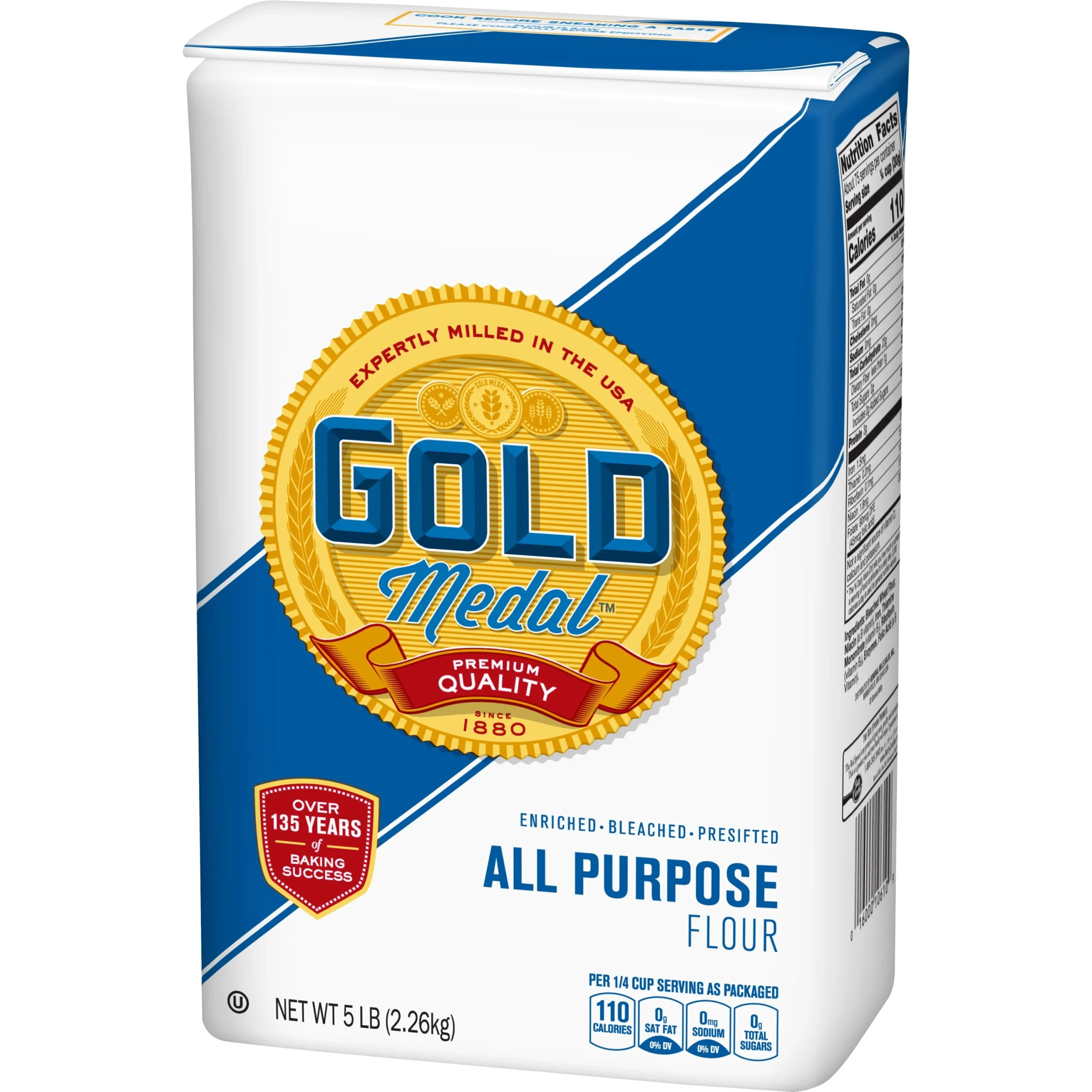 Gold Medal All Purpose Flour Enriched Bleached Pre Sifted 5 Pound Each - 8 Per Case.