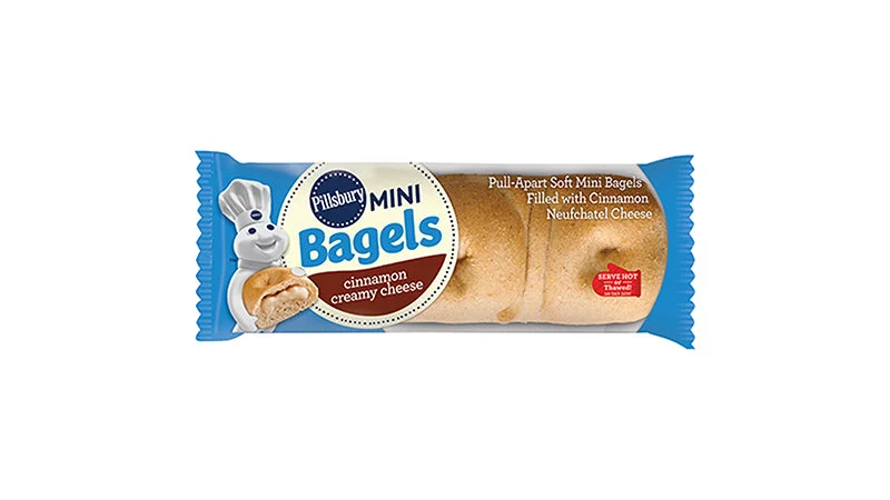 Pillsbury Frozen Mini Bagels Cinnamon Creamy Cheese 2.43 Ounce Size - 72 Per Case.