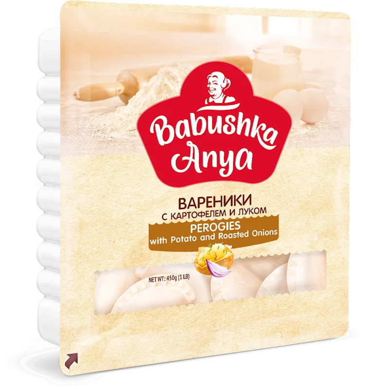 Babushka Anya Perogies W/Potatoes & Roasted Onions, Frozen 450g/6pack