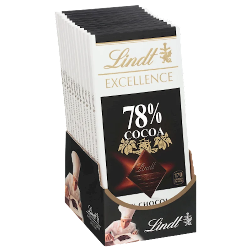 LINDT Excellence Dark Chocolate Bar 78% Cocoa 100g/12pack
