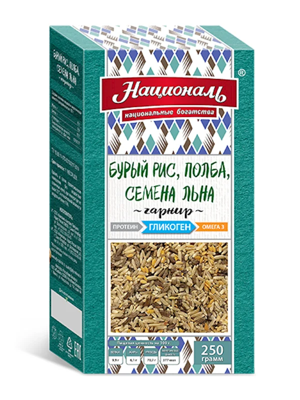 Natsional Angstrem Grains Mix Brown Rice, Spelled, Flax Seeds Glycogen 250g/8pack