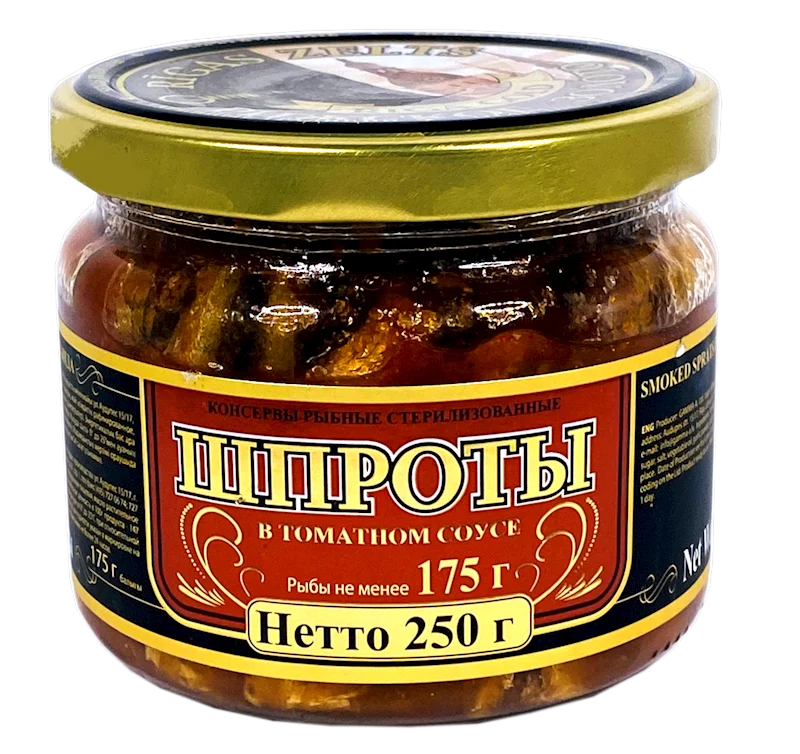 RIGA GOLD Smoked Sprats in Tomato Sauce 250g/12pack