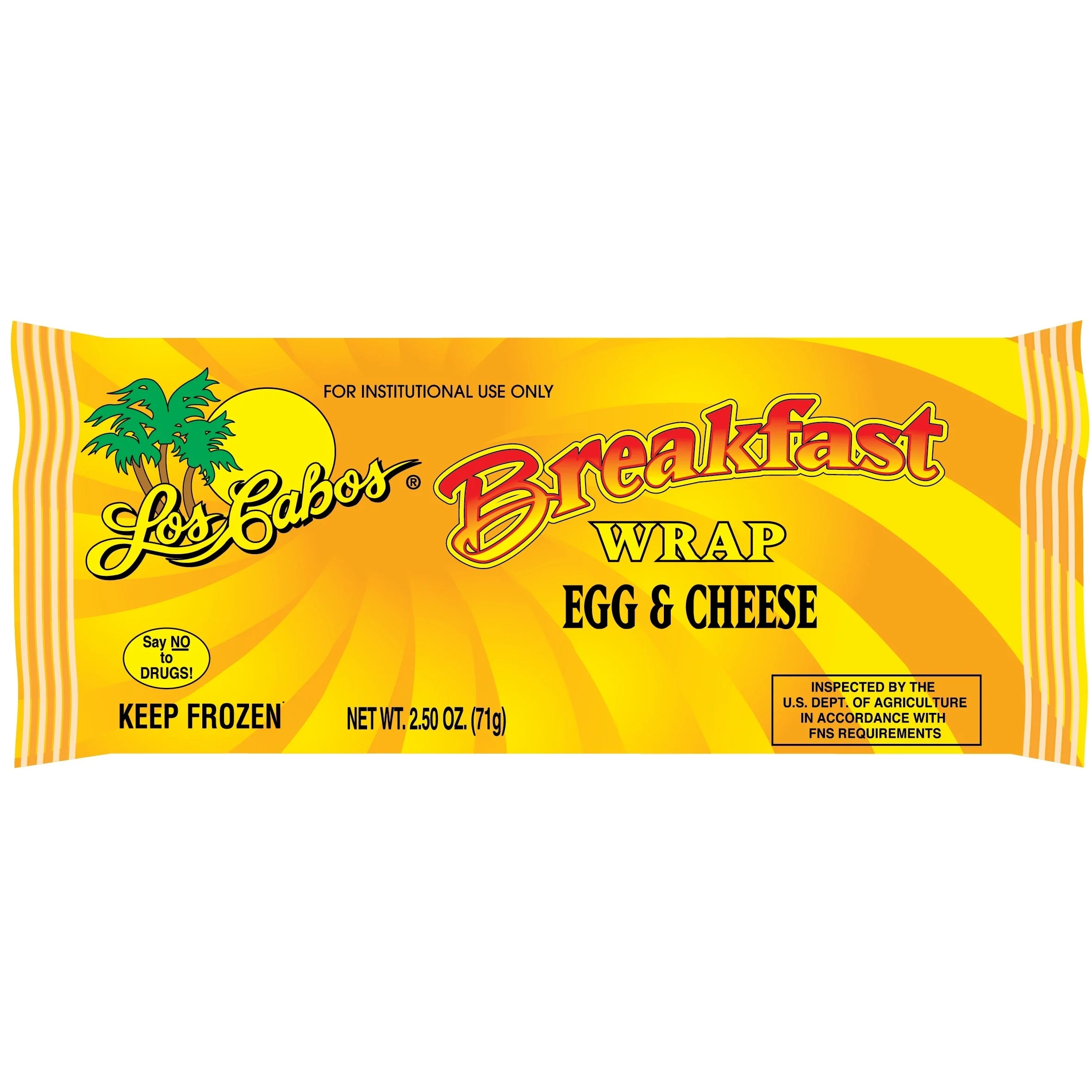 Los Cabos Egg & Cheese Breakfast Wrap 2.5 Ounce Size - 72 Per Case.