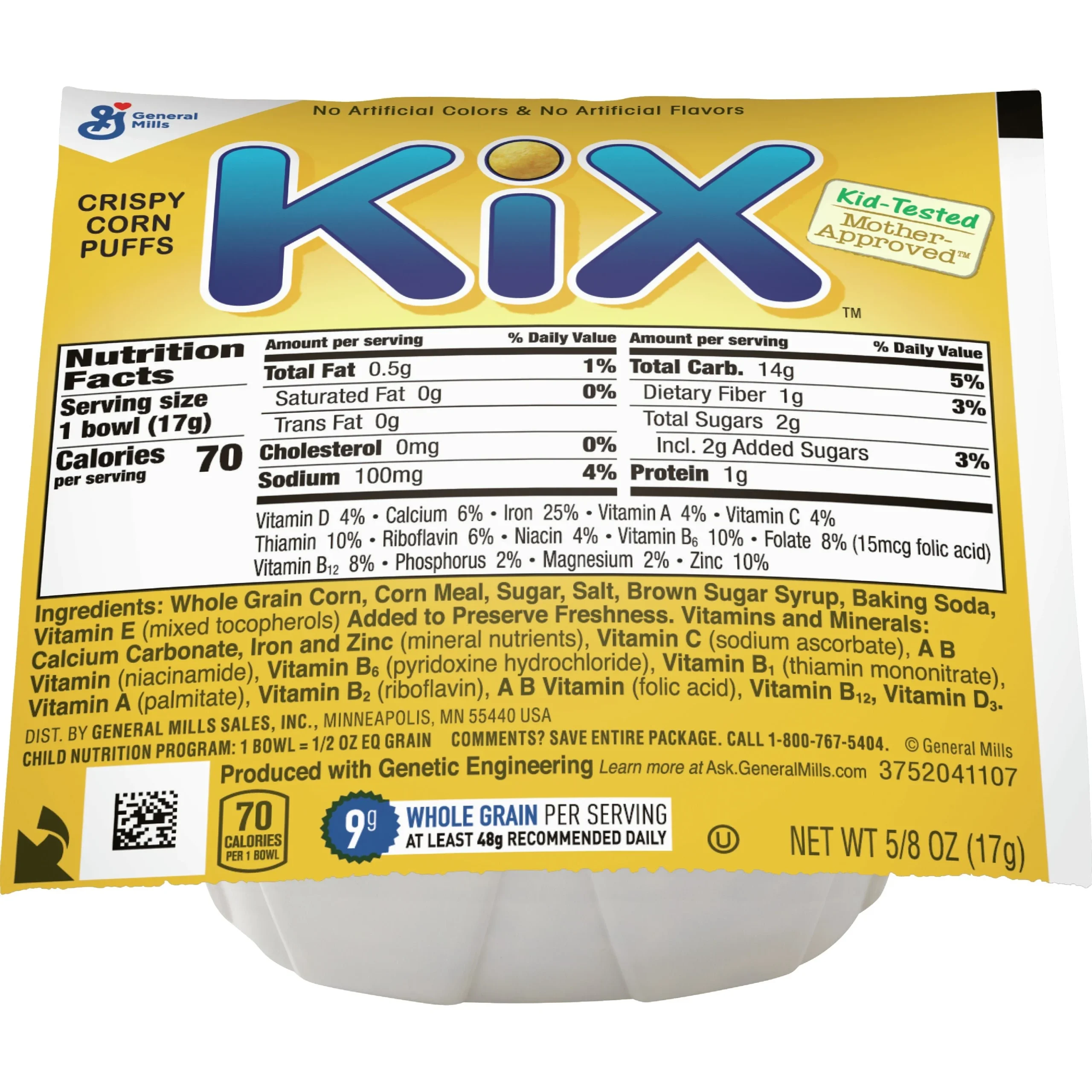 Kix Cereal Single Serve Bowlpak 0.63 Ounce Size - 96 Per Case.