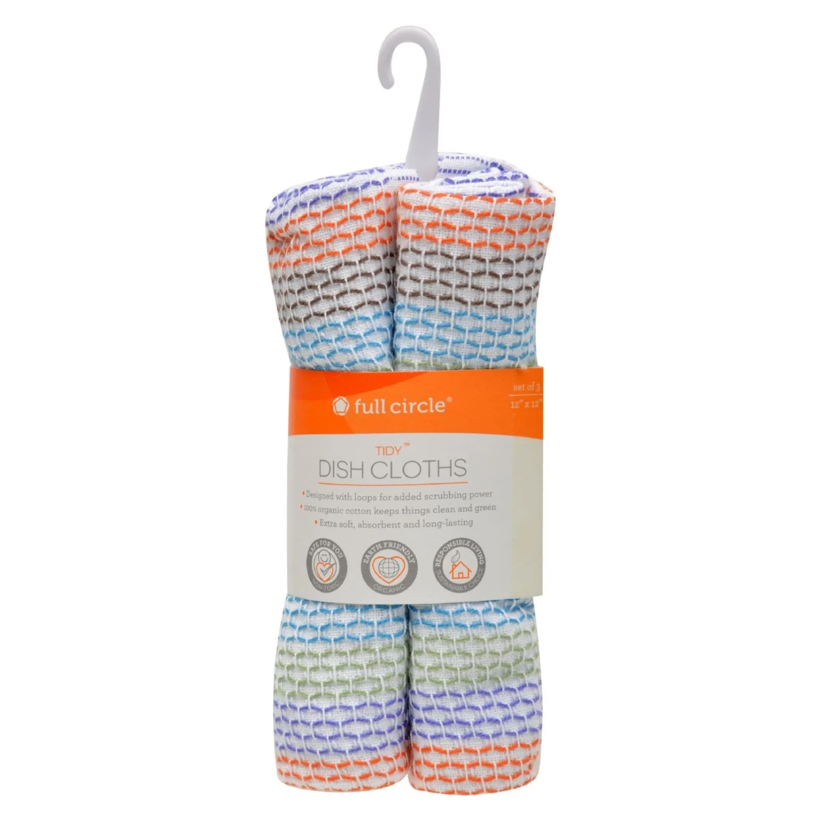 Full Circle Home Tidy Dish Cloths - 12 inch x 12 inch - Case of 12 - 3 Pack