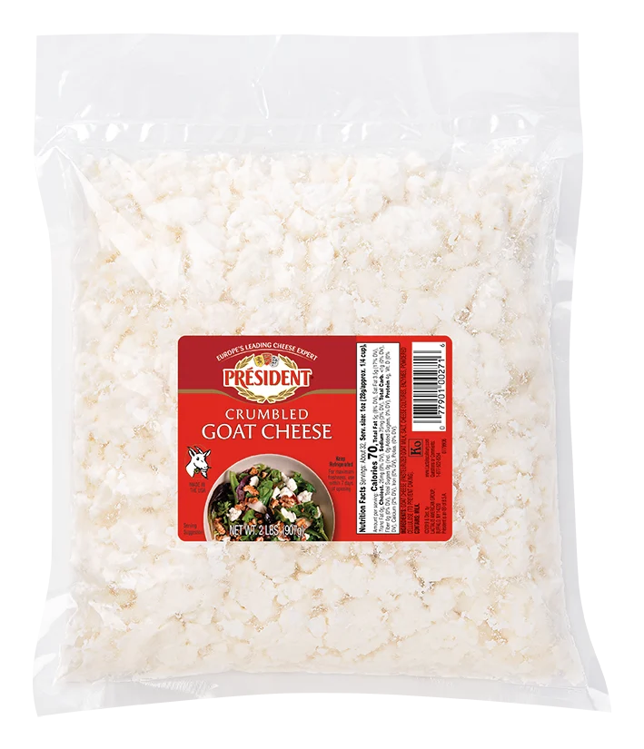 President Goat Cheese Crumbles 2 Pound Each - 2 Per Case.