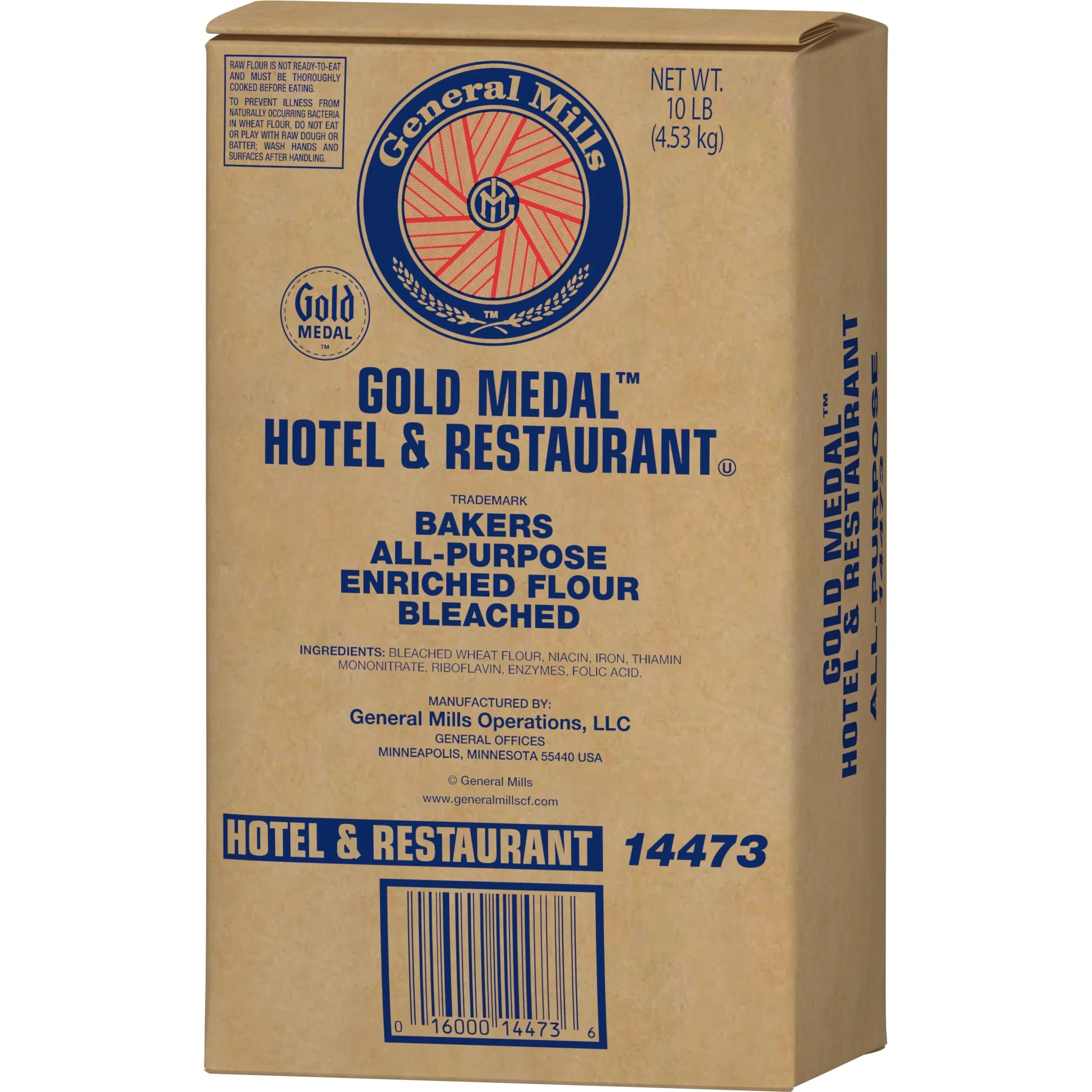 Gold Medal Hotel & Restaurant Bakersflour All Purpose Enriched Bleached Bag 10 Pound Each - 4 Per Case.