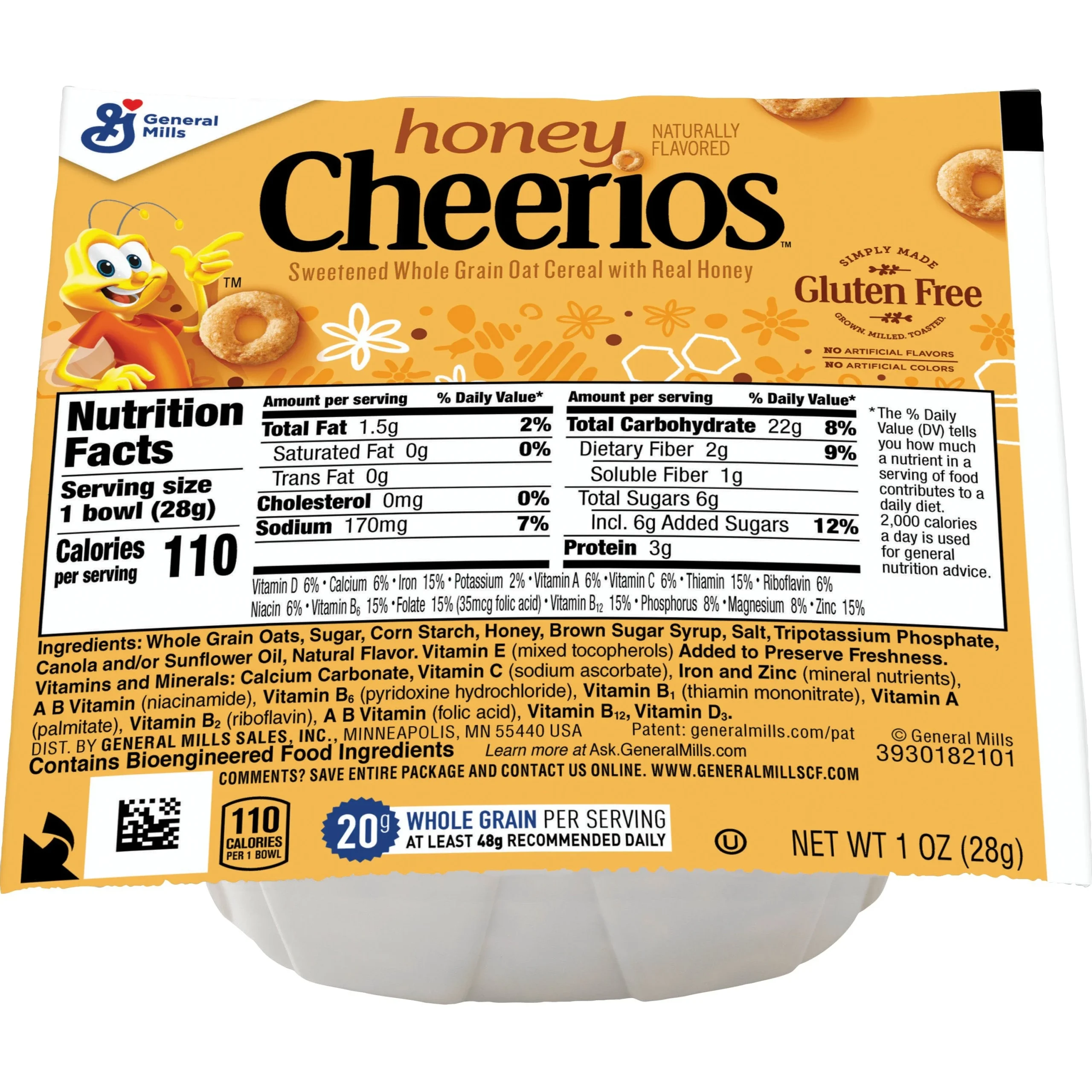 Honey Cheerios Cereal Single Serve Bowlpak 1 Ounce Size - 96 Per Case.
