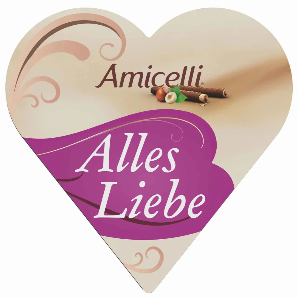 Amicelli Herz mit gefüllten Waffelröllchen 137g / 4.83oz