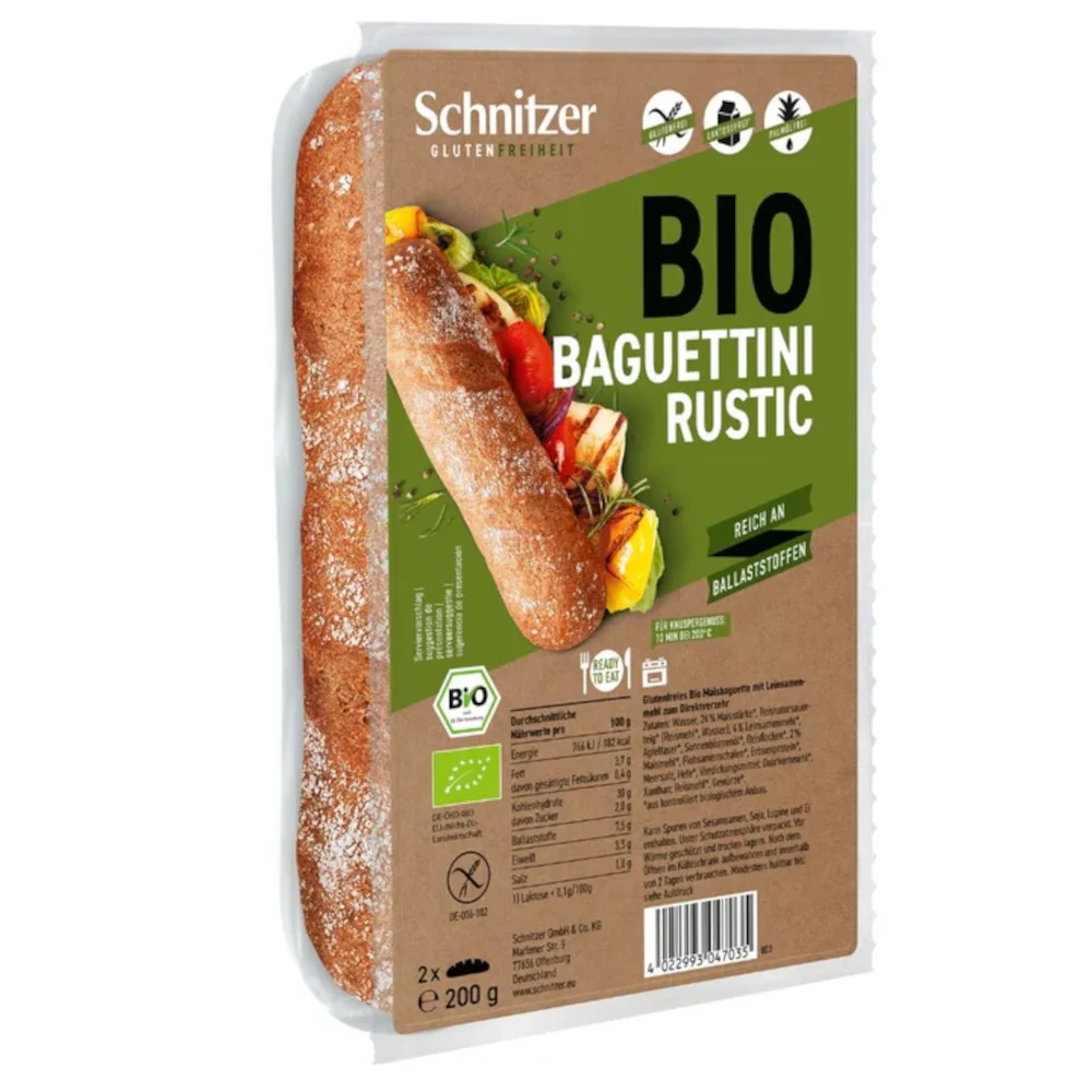 Schnitzer Bio Baguettini Rustic Glutenfrei 200g / 7.05oz