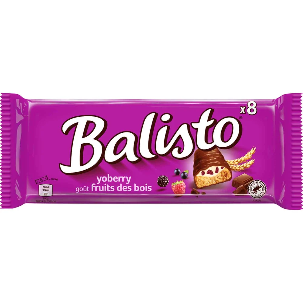 Balisto Joghurt-Beeren Vollkornkeks Riegel mit Milchschokolade 8 Stück