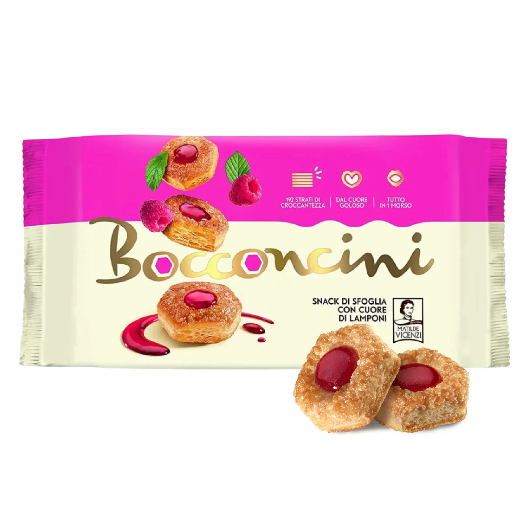 Matilde Vicenzi Bocconcini Raspberry Puff Pastry 90g