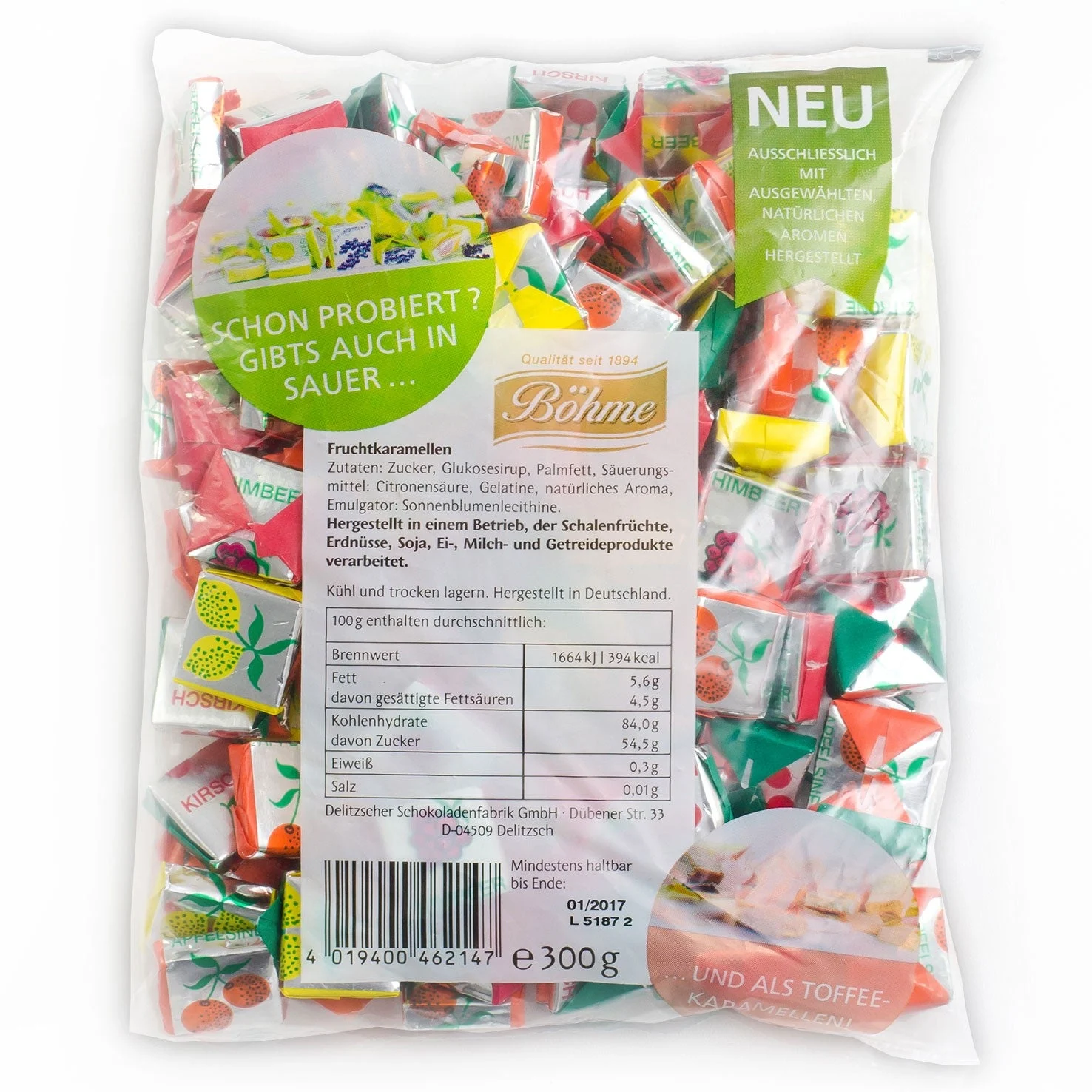Böhme Fruchtkaramellen Fruchtige Kaubonbons 250g