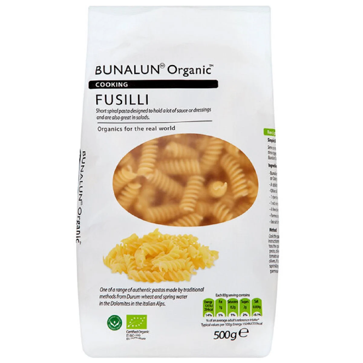 Bunalun Organic Fusilli 500g