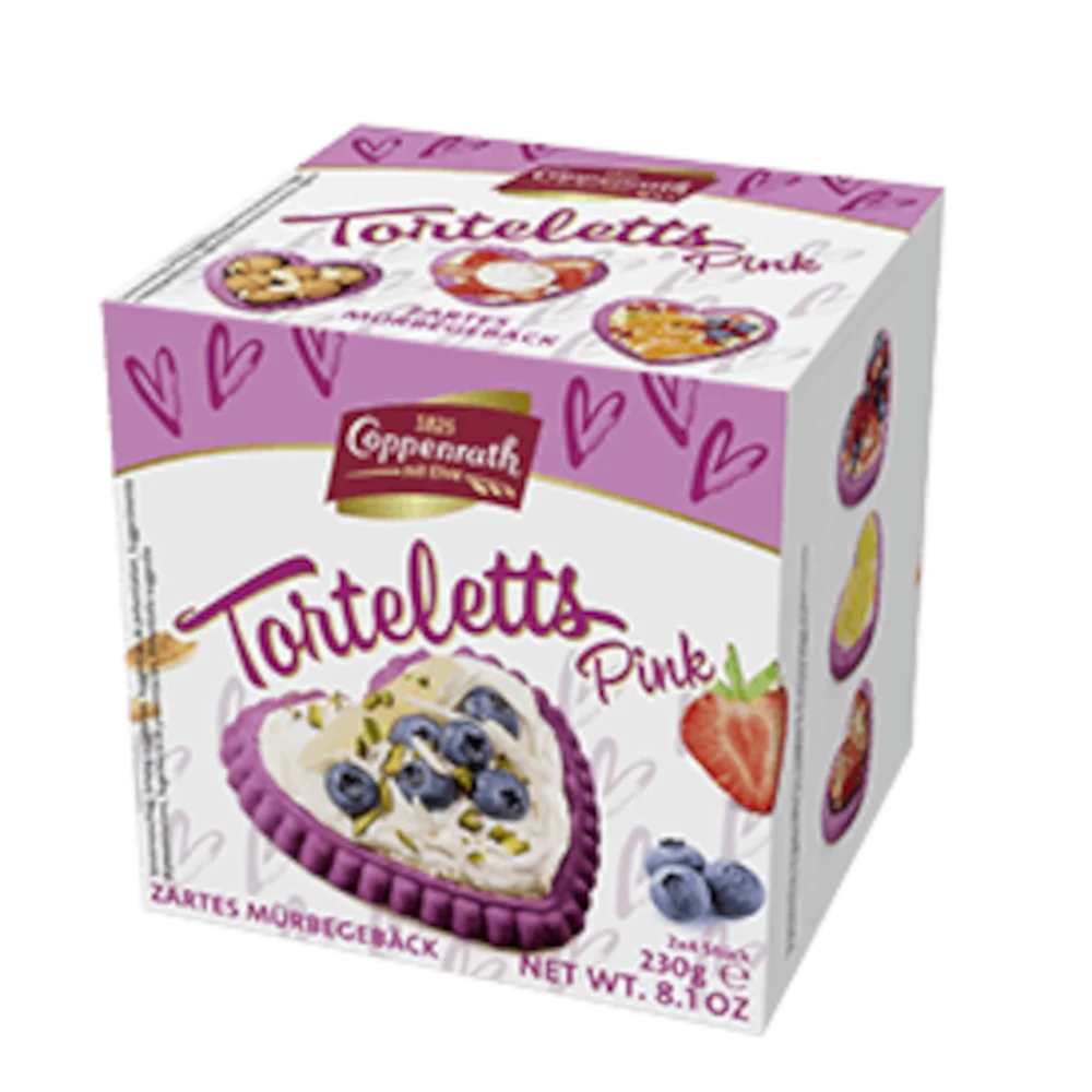 Coppenrath Zarte Mürbe-Torteletts Herzen Pink 8 Stück 230g / 8.11 oz