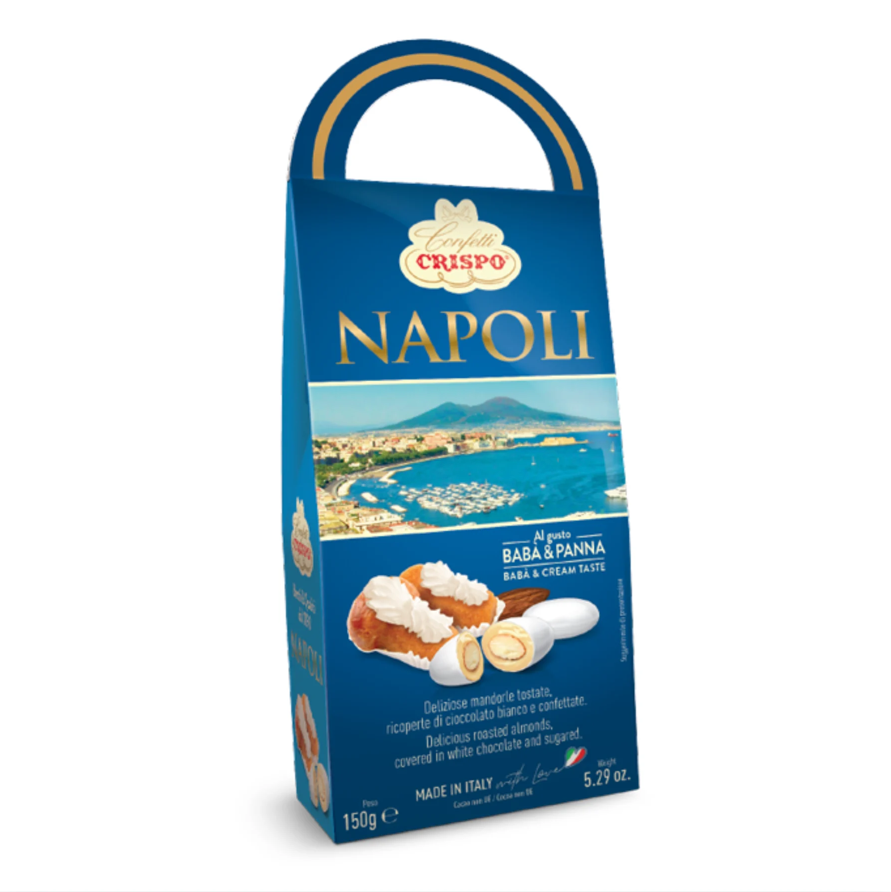 Crispo Napoli Al Gusto Babà e Panna White Chocolate Roasted Almond 150g